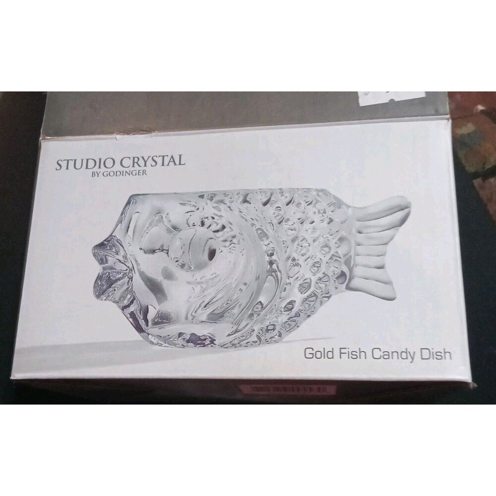 Studio Crystal by Godinger Goldfish Candy Dish NEW - Free Shipping